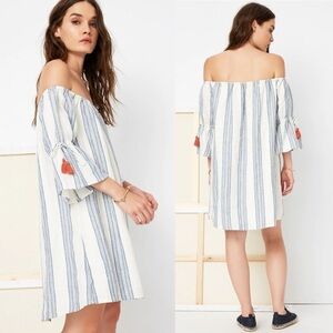Tularosa Linen Sara Dress in‎ Blue Chambray Stripe Size Large